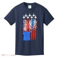 American Usa Flag Fireworks Fighter Jets Kids T-Shirt thumb 0