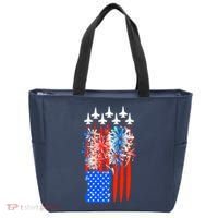American Usa Flag Fireworks Fighter Jets Tote Bag thumb 0