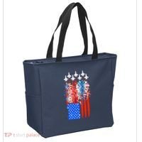 American Usa Flag Fireworks Fighter Jets Tote Bag thumb 2