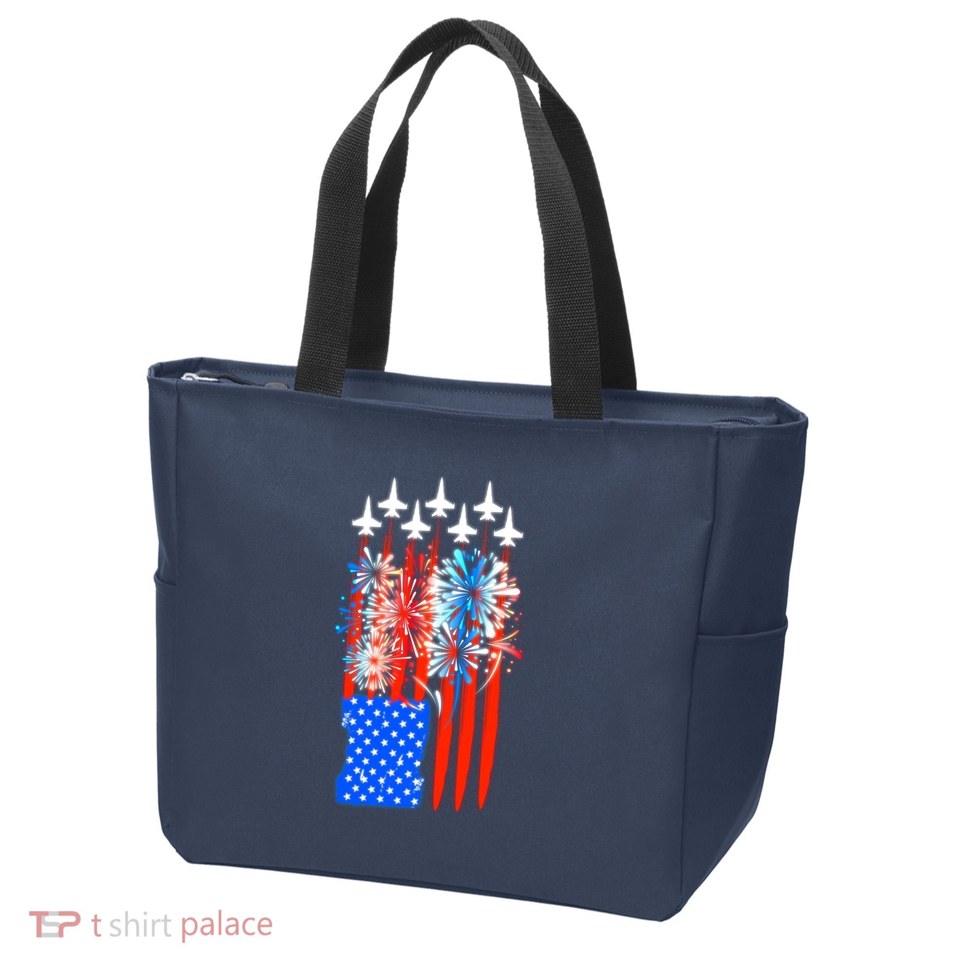 American Usa Flag Fireworks Fighter Jets Tote Bag