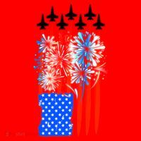 American Usa Flag Fireworks Fighter Jets Santa Hat thumb 1
