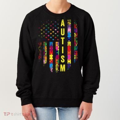 Autism USA Flag Autistic Awareness Pride Month Women's Sweatshirt