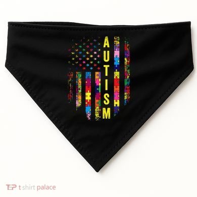 Autism USA Flag Autistic Awareness Pride Month USA-Made Doggie Bandana