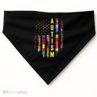 Autism USA Flag Autistic Awareness Pride Month USA-Made Doggie Bandana thumb 0