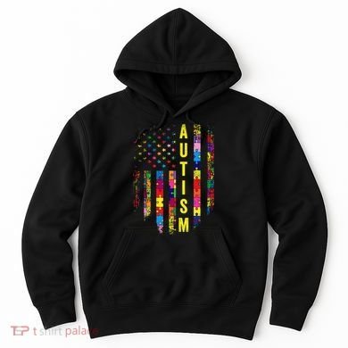 Autism USA Flag Autistic Awareness Pride Month Hoodie