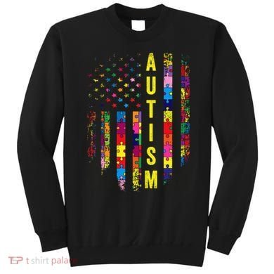 Autism USA Flag Autistic Awareness Pride Month Sweatshirt