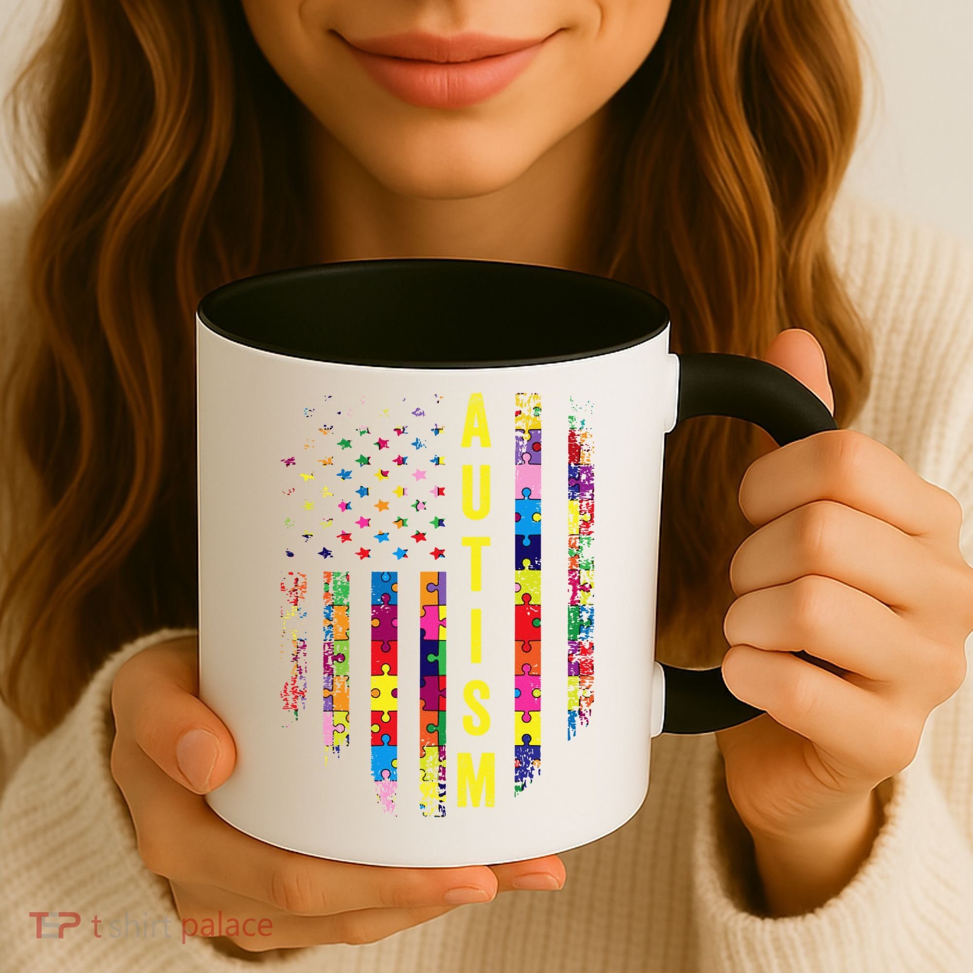 Autism USA Flag Autistic Awareness Pride Month Coffee Mug
