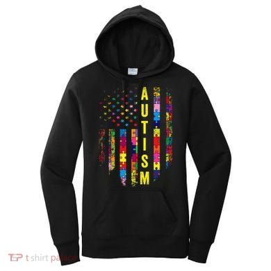 Autism USA Flag Autistic Awareness Pride Month Women's Hoodie