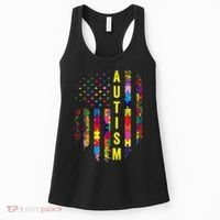 Autism USA Flag Autistic Awareness Pride Month Women's Tank Top thumb 0