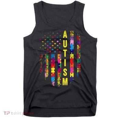 Autism USA Flag Autistic Awareness Pride Month Tank Top