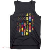 Autism USA Flag Autistic Awareness Pride Month Tank Top thumb 0