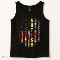 Autism USA Flag Autistic Awareness Pride Month Tank Top thumb 2