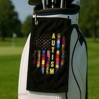 Autism USA Flag Autistic Awareness Pride Month Golf Towel thumb 2
