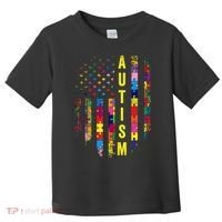 Autism USA Flag Autistic Awareness Pride Month Toddler T-Shirt thumb 0