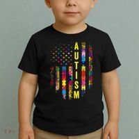 Autism USA Flag Autistic Awareness Pride Month Toddler T-Shirt thumb 2