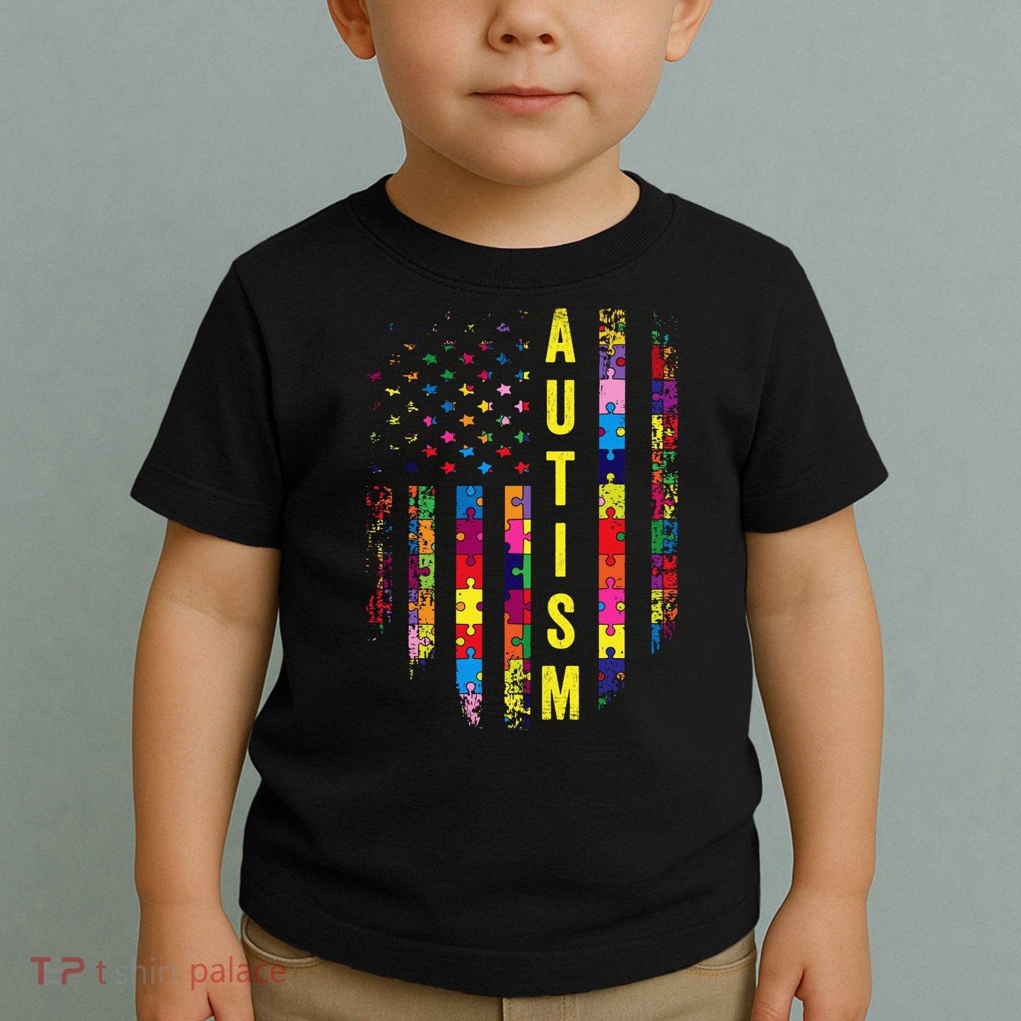 Autism USA Flag Autistic Awareness Pride Month Toddler T-Shirt