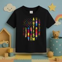 Autism USA Flag Autistic Awareness Pride Month Toddler T-Shirt thumb 3