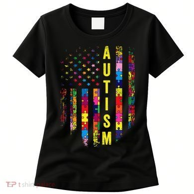 Autism USA Flag Autistic Awareness Pride Month Women's T-Shirt