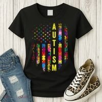 Autism USA Flag Autistic Awareness Pride Month Women's T-Shirt thumb 3