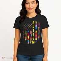 Autism USA Flag Autistic Awareness Pride Month Women's T-Shirt thumb 4