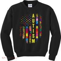 Autism USA Flag Autistic Awareness Pride Month Kids Sweatshirt thumb 0