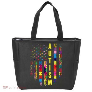 Autism USA Flag Autistic Awareness Pride Month Tote Bag