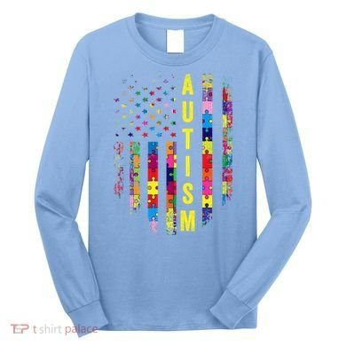 Autism USA Flag Autistic Awareness Pride Month Long Sleeve Shirt