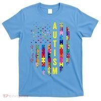 Autism USA Flag Autistic Awareness Pride Month T-Shirt thumb 0