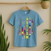 Autism USA Flag Autistic Awareness Pride Month T-Shirt thumb 2