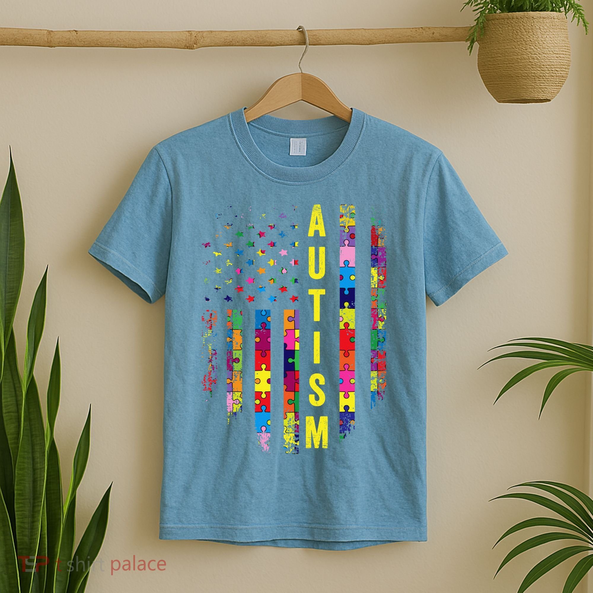 Autism USA Flag Autistic Awareness Pride Month T-Shirt