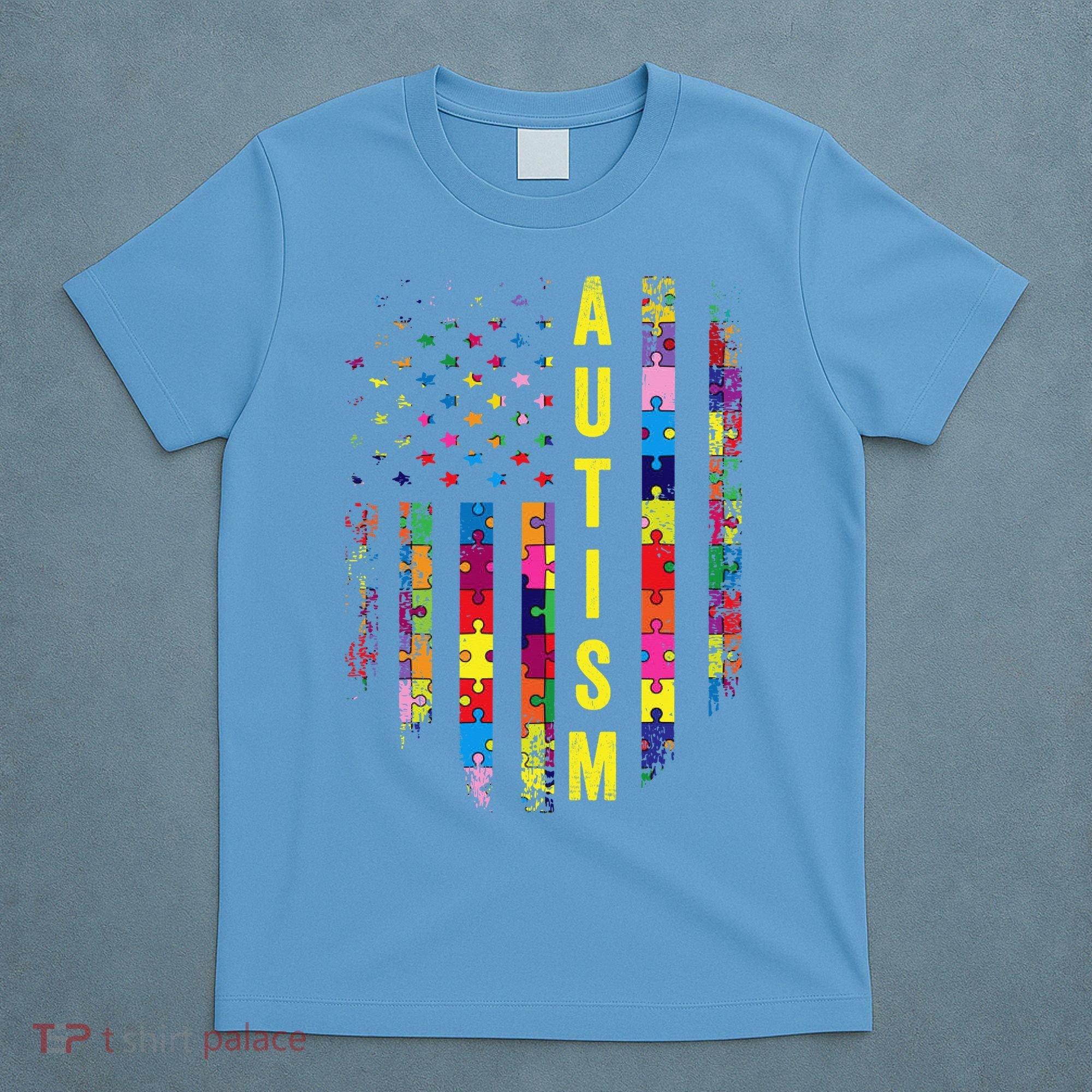 Autism USA Flag Autistic Awareness Pride Month T-Shirt