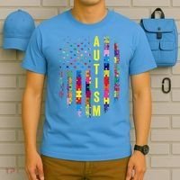 Autism USA Flag Autistic Awareness Pride Month T-Shirt thumb 5
