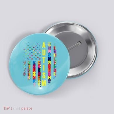 Autism USA Flag Autistic Awareness Pride Month Button