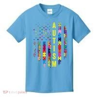Autism USA Flag Autistic Awareness Pride Month Kids T-Shirt thumb 0