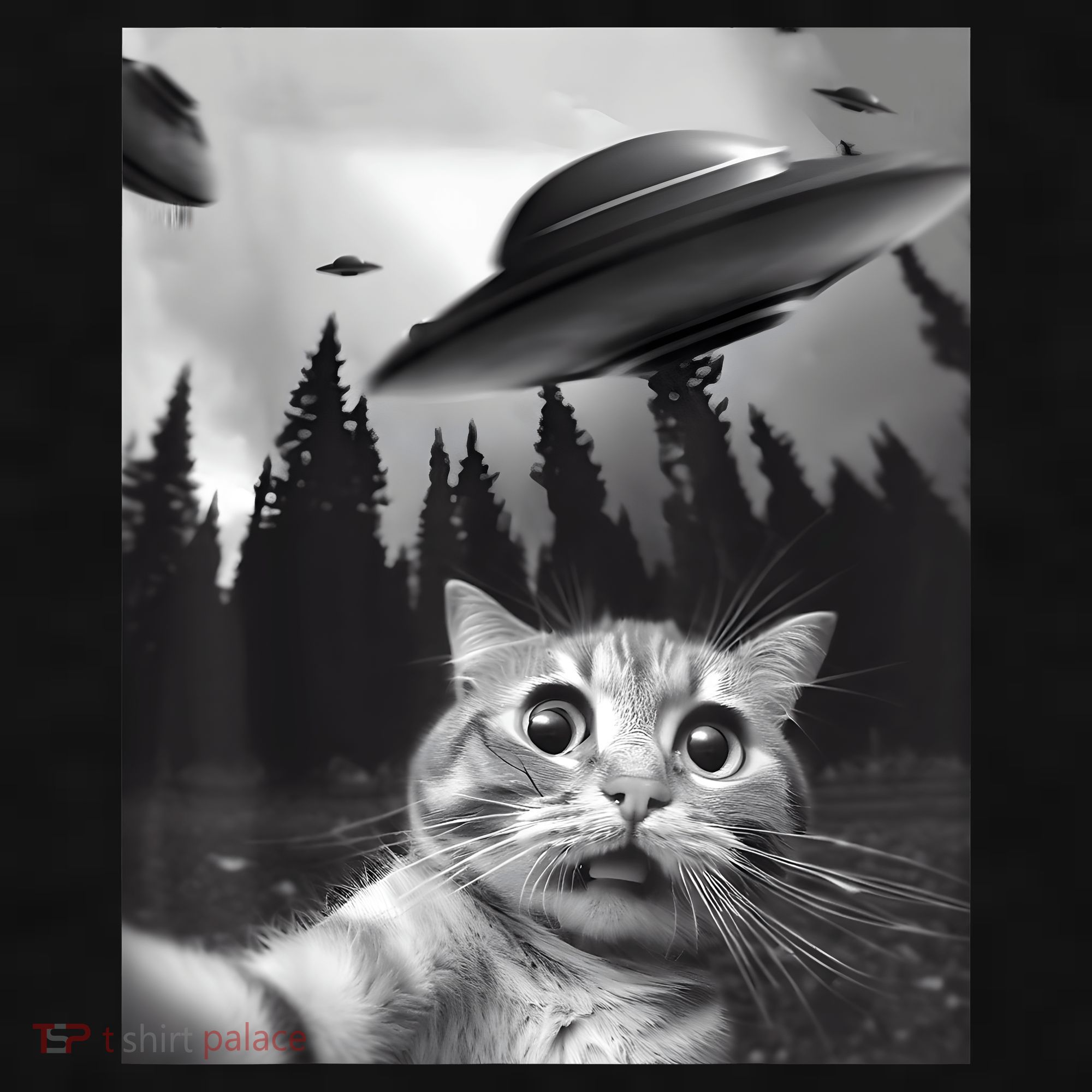 Alien UFO Funny Cat Selfie Ladies PosiCharge Tri-Blend Wicking Tank