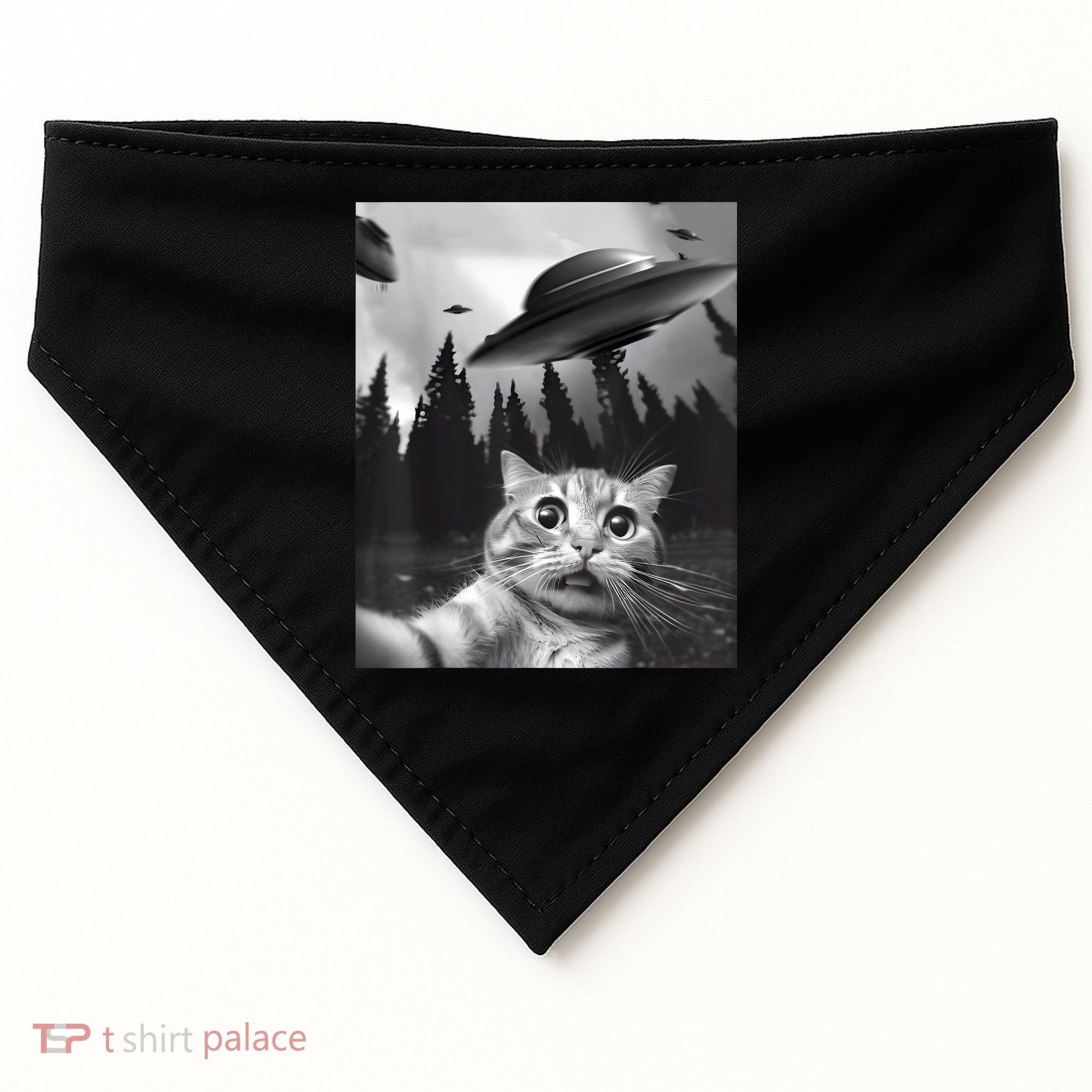 Alien UFO Funny Cat Selfie USA-Made Doggie Bandana