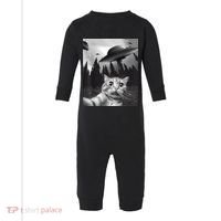 Alien UFO Funny Cat Selfie Infant Fleece One Piece thumb 0