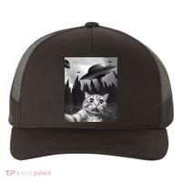 Alien UFO Funny Cat Selfie Yupoong Adult 5-Panel Trucker Hat thumb 0