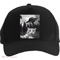 Alien UFO Funny Cat Selfie Five-Panel Snapback Cap thumb 0