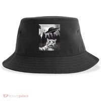Alien UFO Funny Cat Selfie Sustainable Bucket Hat thumb 0