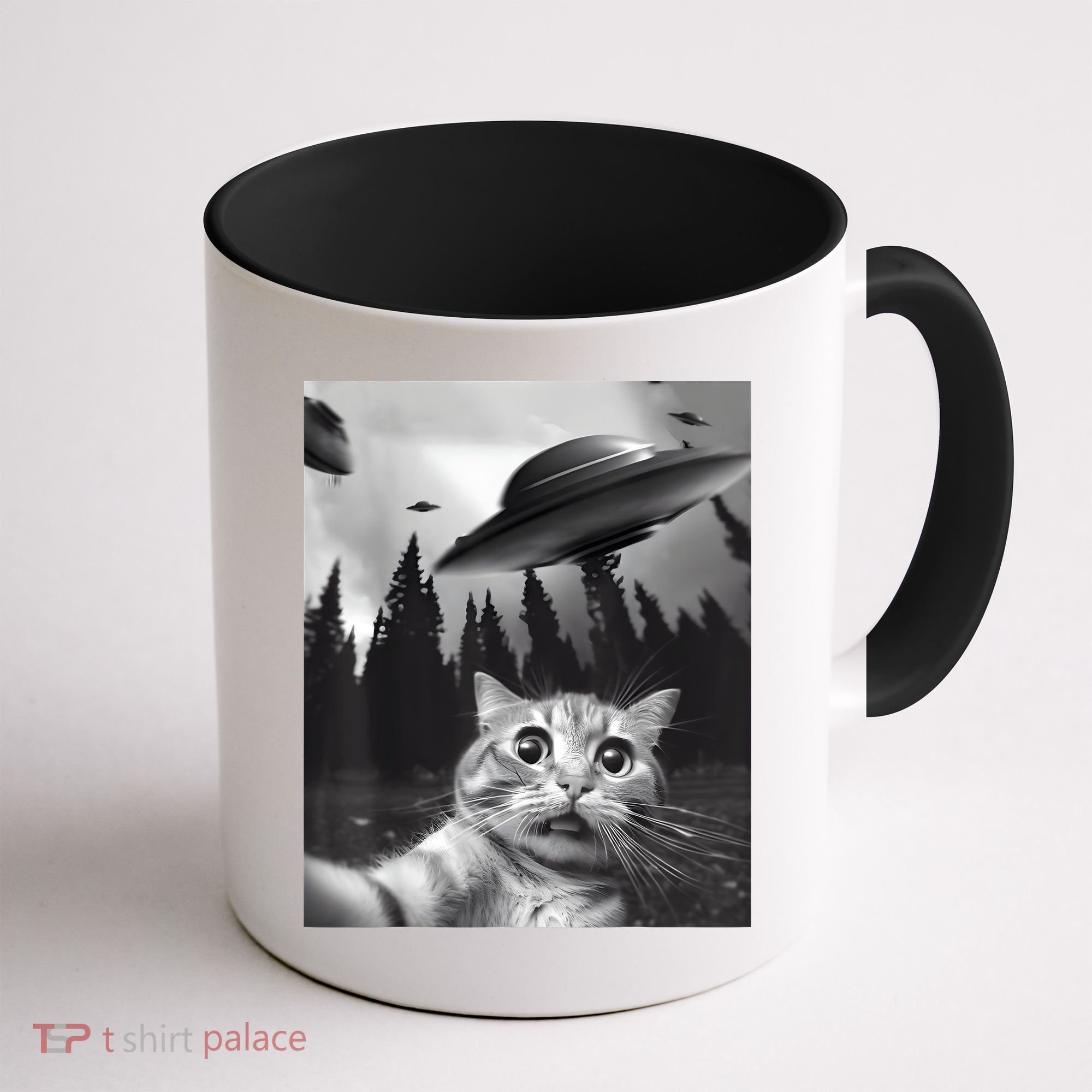 Alien UFO Funny Cat Selfie Coffee Mug