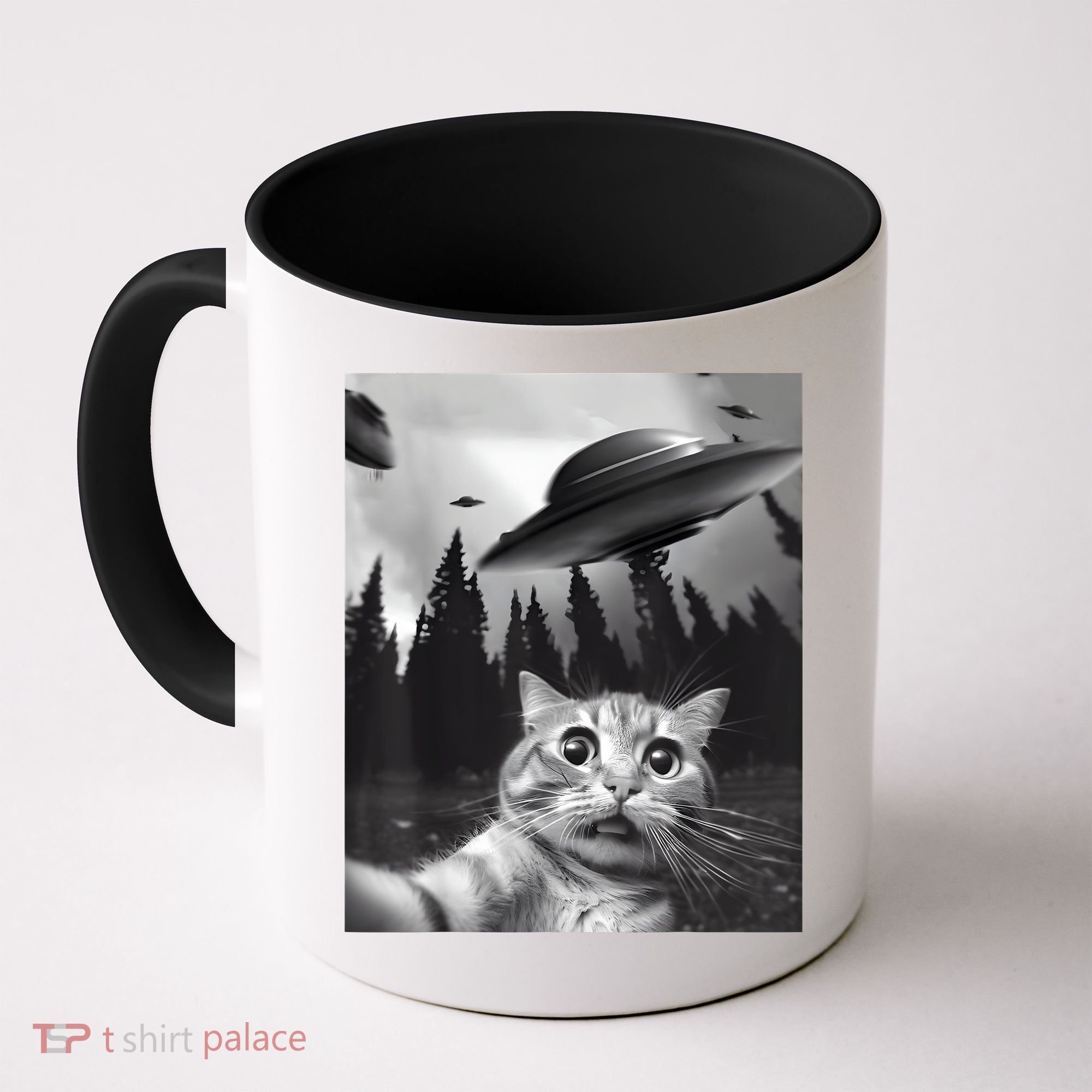 Alien UFO Funny Cat Selfie Coffee Mug