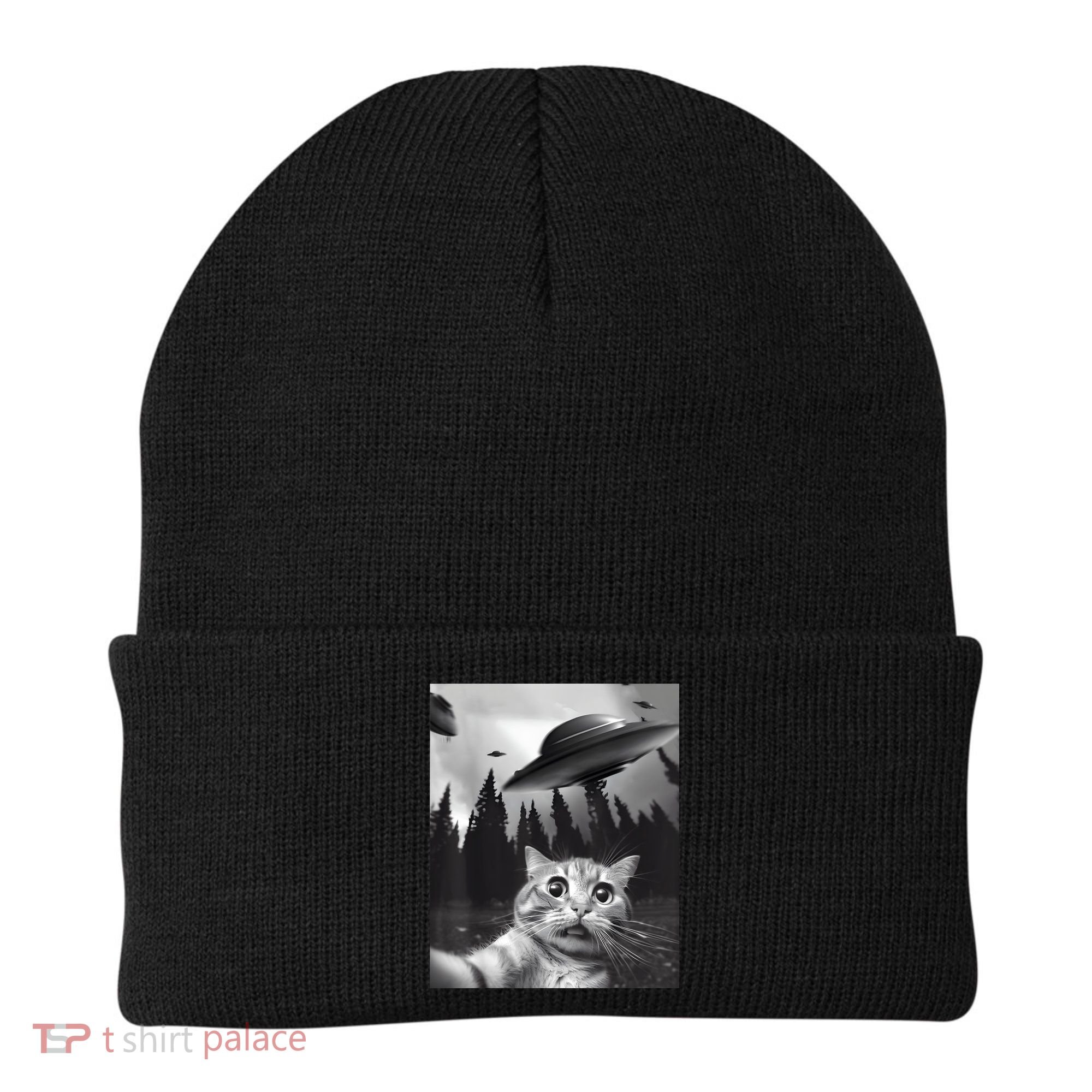 Alien UFO Funny Cat Selfie Beanie
