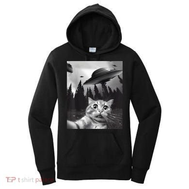 Alien UFO Funny Cat Selfie Women's Hoodie