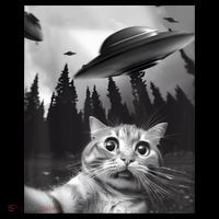 Alien UFO Funny Cat Selfie Women's Hoodie thumb 2