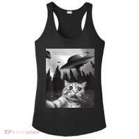 Alien UFO Funny Cat Selfie Ladies PosiCharge Competitor Racerback Tank thumb 0