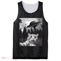 Alien UFO Funny Cat Selfie Mesh Reversible Basketball Jersey Tank thumb 0