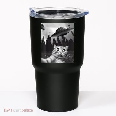 Alien UFO Funny Cat Selfie Tumbler