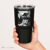 Alien UFO Funny Cat Selfie Tumbler thumb 2