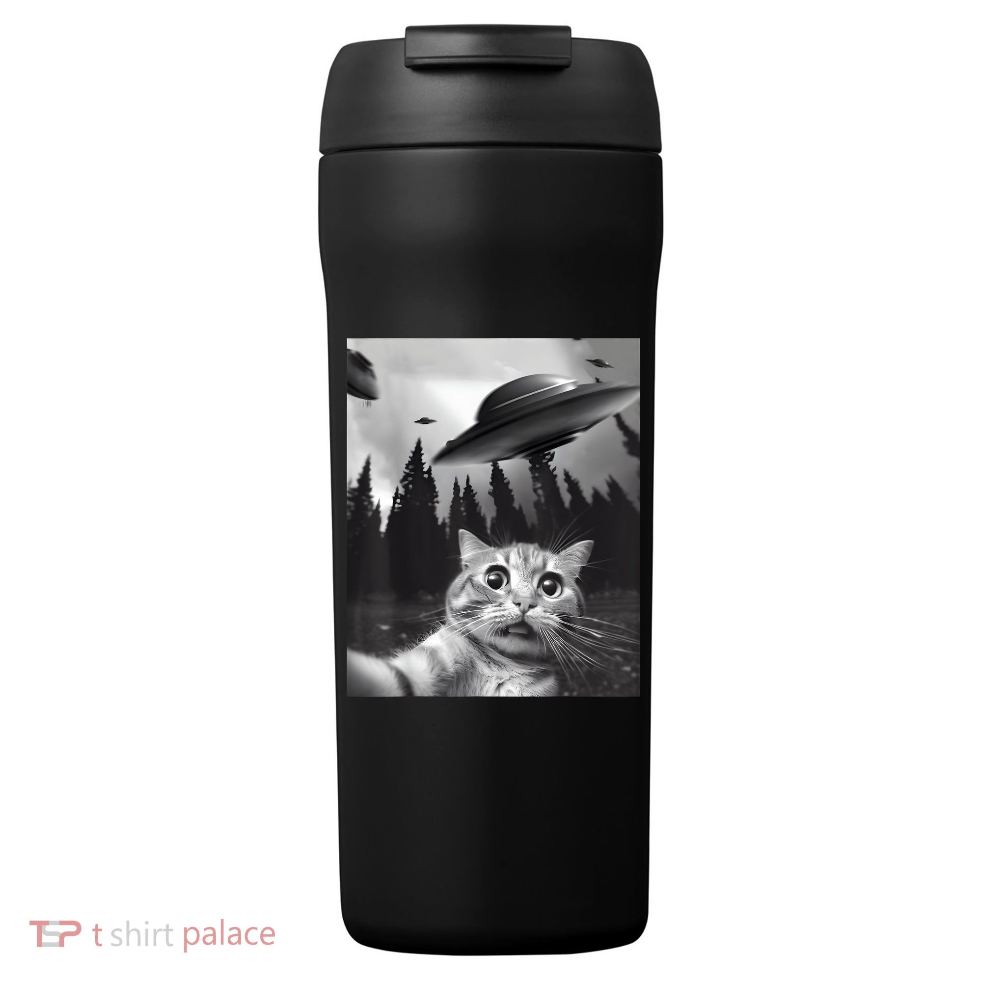 Alien UFO Funny Cat Selfie 24oz Duet Stainless Steel Tumbler